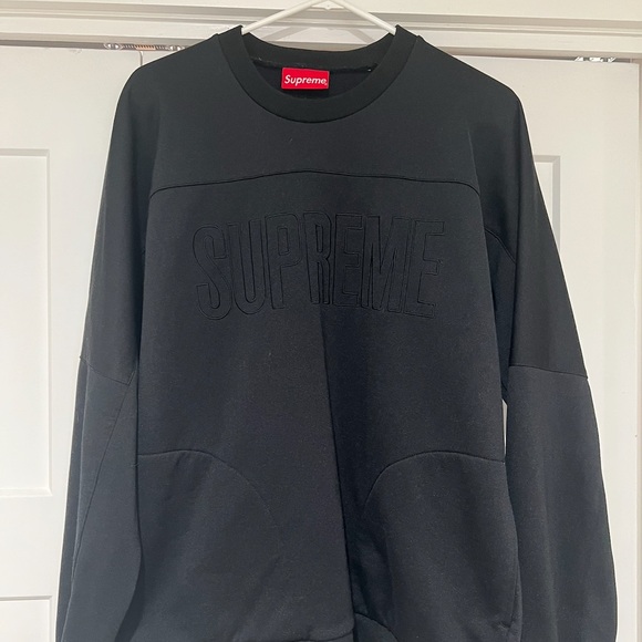 Supreme Black Men's Crewneck sweatshirt embroidered spell out size large